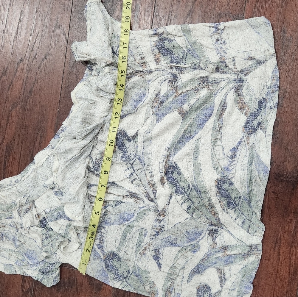 Lucky BRAND One-Shoulder Ruffle Print Top in Light Blue and Cream *New* - Picture 8 of 9